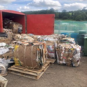 Neat bales of cardboard